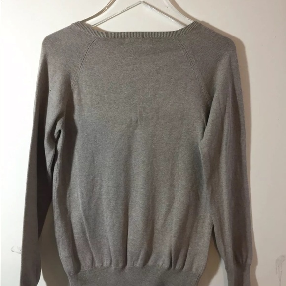Zara Women V Neck Sweater Beige XL Cotton Blend Long Sleeve - Picture 5 of 11